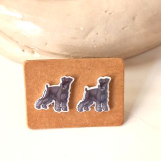 Originales pendientes de botón de perro Schnauzer