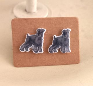 Originales pendientes de botón de perro Schnauzer