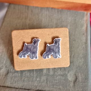 Originales pendientes de botón de perro Schnauzer