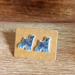 Originales pendientes de botón de perro Schnauzer