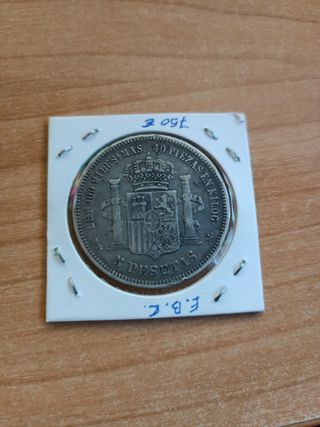 moneda plata rey Amadeo 1871 estrellas 18,73