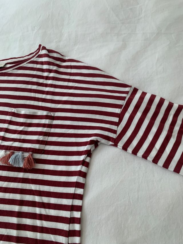 Camiseta rayas granate y blanco Massimo Dutti