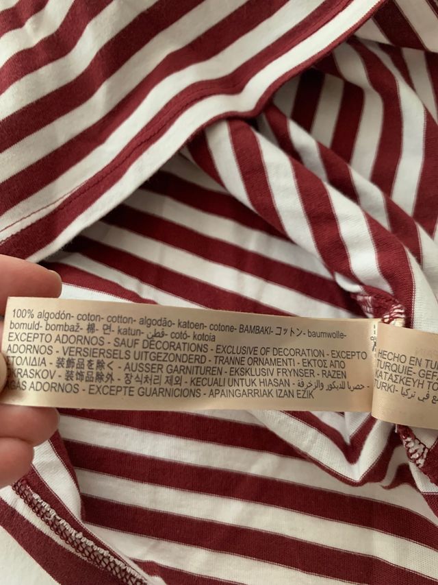 Camiseta rayas granate y blanco Massimo Dutti