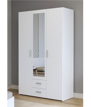 Armario 3 puertas con espejo en blanco o roble