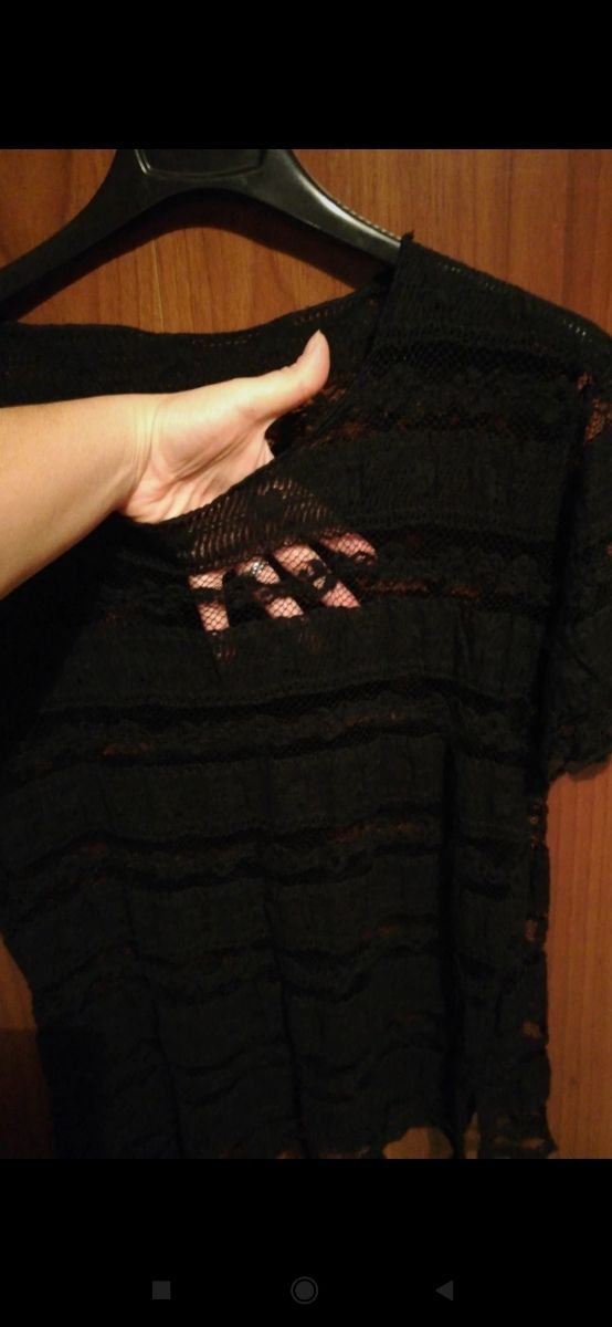 Maglietta in pizzo nera L