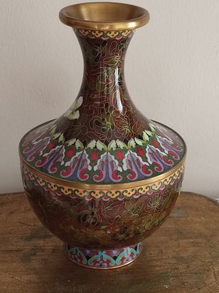 Gran Jarrón Bronce Cloisonné Vintage