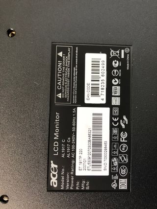 Monitor pantalla ordenador ACER AL1917