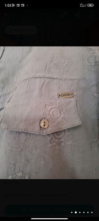 blusa bordada manga corta para mujer NUEVA