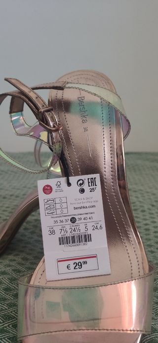 sandalias tacón metalizadas