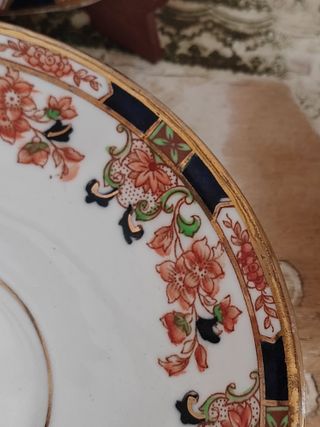 Antiguo Phoenix China Imari Trio Porcelana Hueso