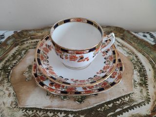 Antiguo Phoenix China Imari Trio Porcelana Hueso