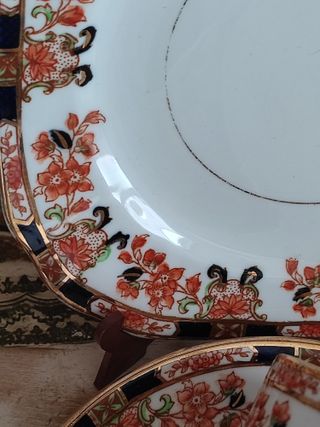 Antiguo Phoenix China Imari Trio Porcelana Hueso