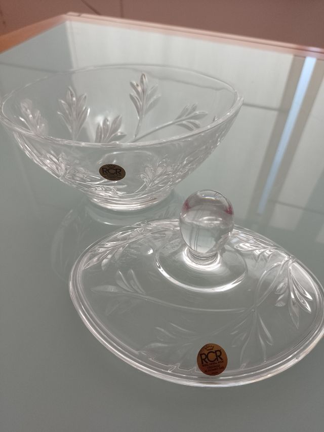 Porta bon bon ovale in cristallo RCR