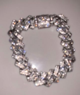 Pulsera cubana de circonita y acero inoxidable.