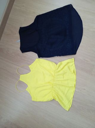 lote 2 tops uno amarillo y otro azul bordada