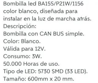 bombillas led blancas ba15s/p21w/1156