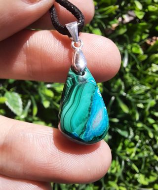 Colgante de Crisocola y Malaquita y Plata de Ley.