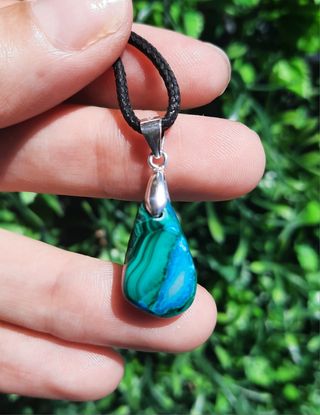 Colgante de Crisocola y Malaquita y Plata de Ley.