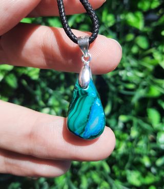 Colgante de Crisocola y Malaquita y Plata de Ley.