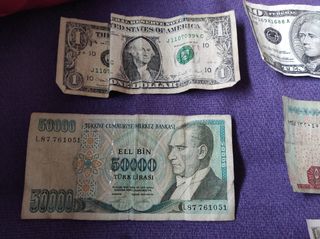 Billetes de Francia, Egipto, Cuba, Turquía...