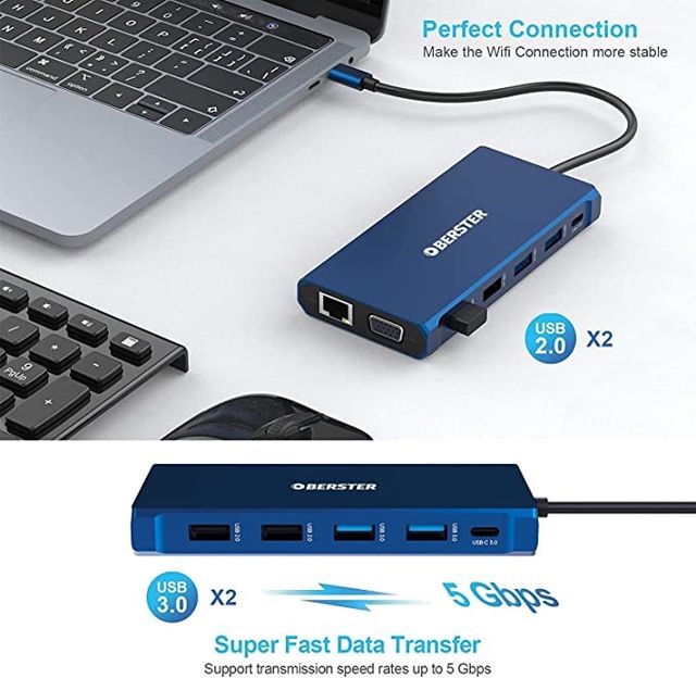 Docking Station USB C Hub 2 HDMI 12 en1 PRECINTADO