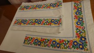 Antigua sábana, almohadón, algodón, cama 90  y 105