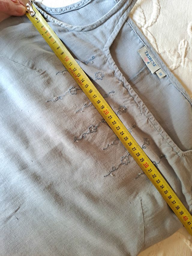 Vestido largo azul algodón