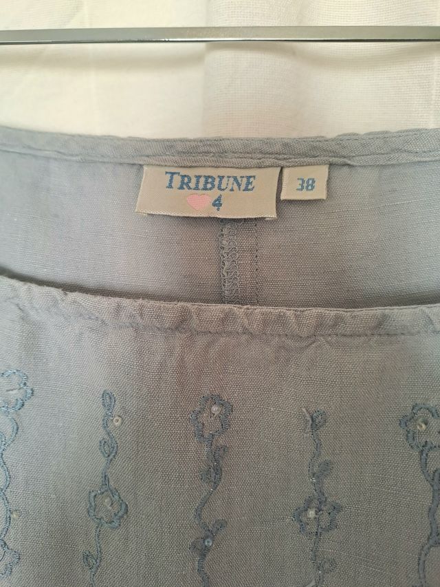 Vestido largo azul algodón