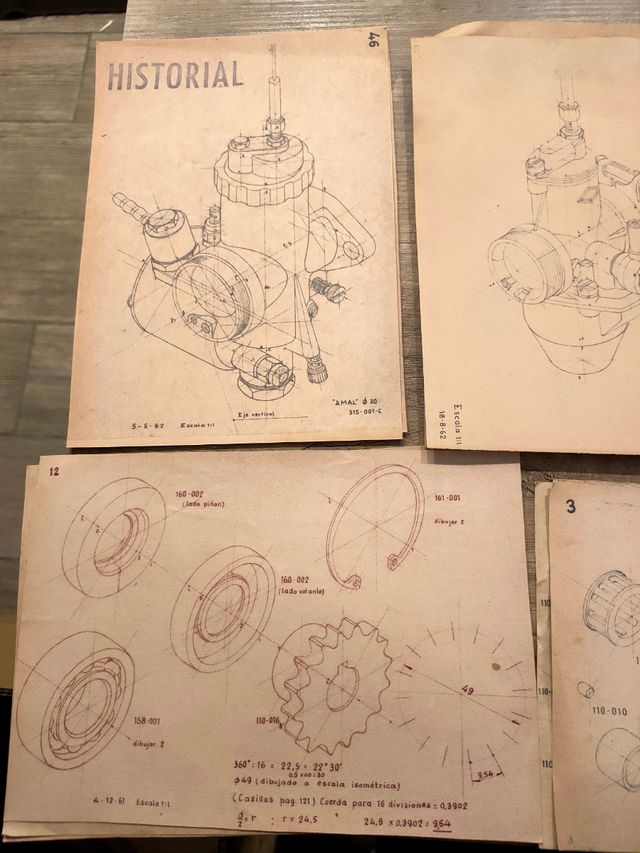 plano despiece piezas bultaco DINA4 irz Amal pisto