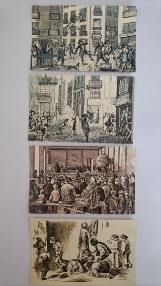 Juego de 12 postales Loteria 1974 Grabados antiguo