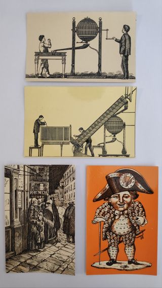 Juego de 12 postales Loteria 1974 Grabados antiguo