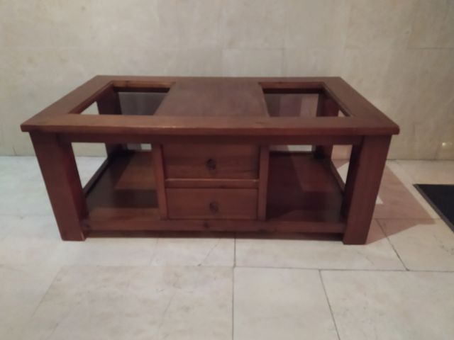 mesa de madera baja, grande,de centro 119x69x49cm