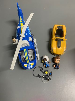 Helicóptero y coche pin y pon