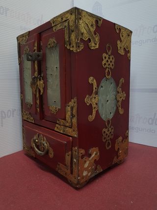 Antiguo joyero armario chino - lacado jade