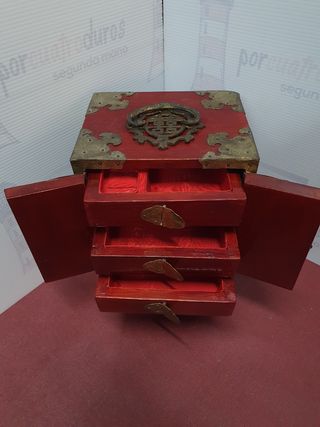 Antiguo joyero armario chino - lacado jade