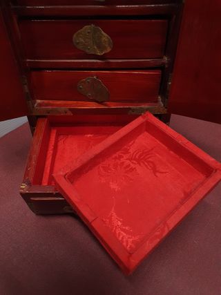 Antiguo joyero armario chino - lacado jade