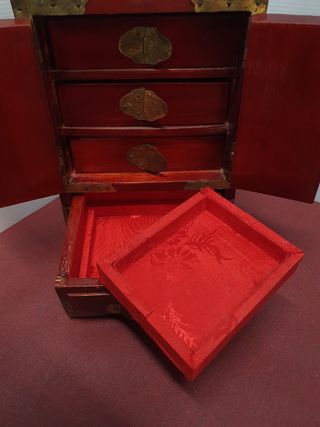 Antiguo joyero armario chino - lacado jade