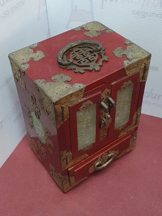 Antiguo joyero armario chino - lacado jade