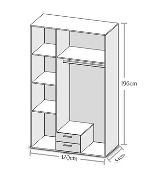 Armario 3 puertas con espejo blanco o roble