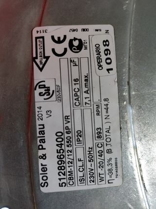 Extractor ventilación Soler Palau