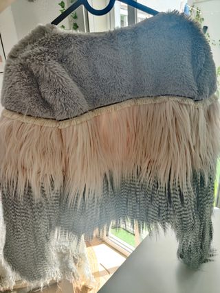 Abrigo Pelo sintético gris y rosa XS