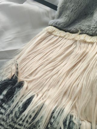 Abrigo Pelo sintético gris y rosa XS