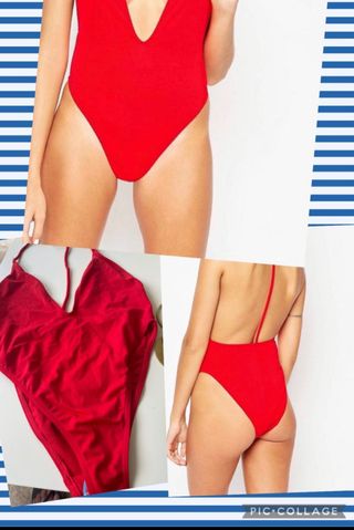 Bañador licra rojo escotado. SIN ESTRENAR 