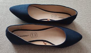 manoletinas de ante azul oscuro