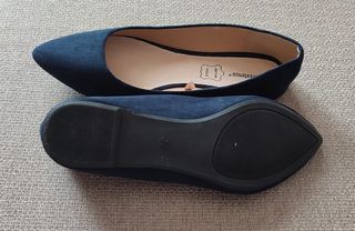 manoletinas de ante azul oscuro