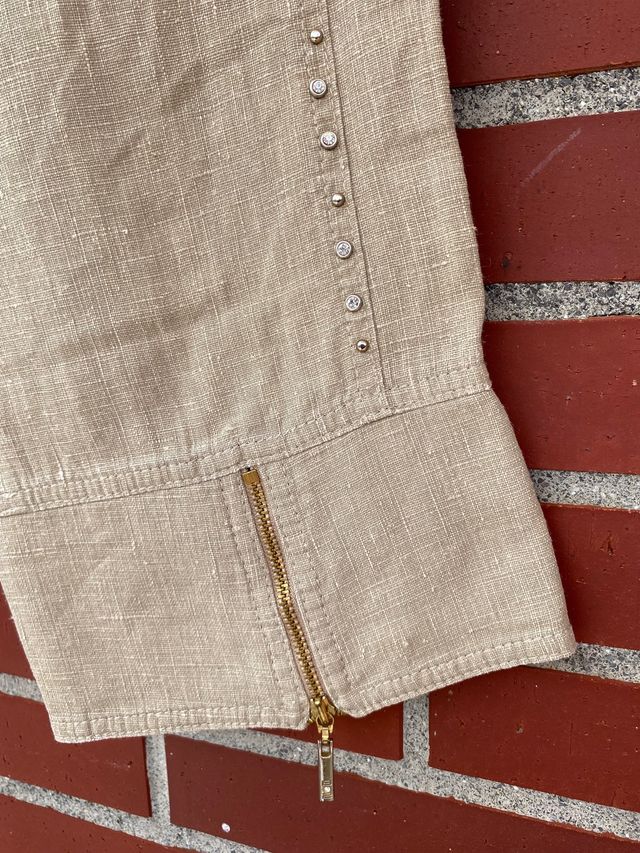 Pantalón lino pirata color piedra Balizza