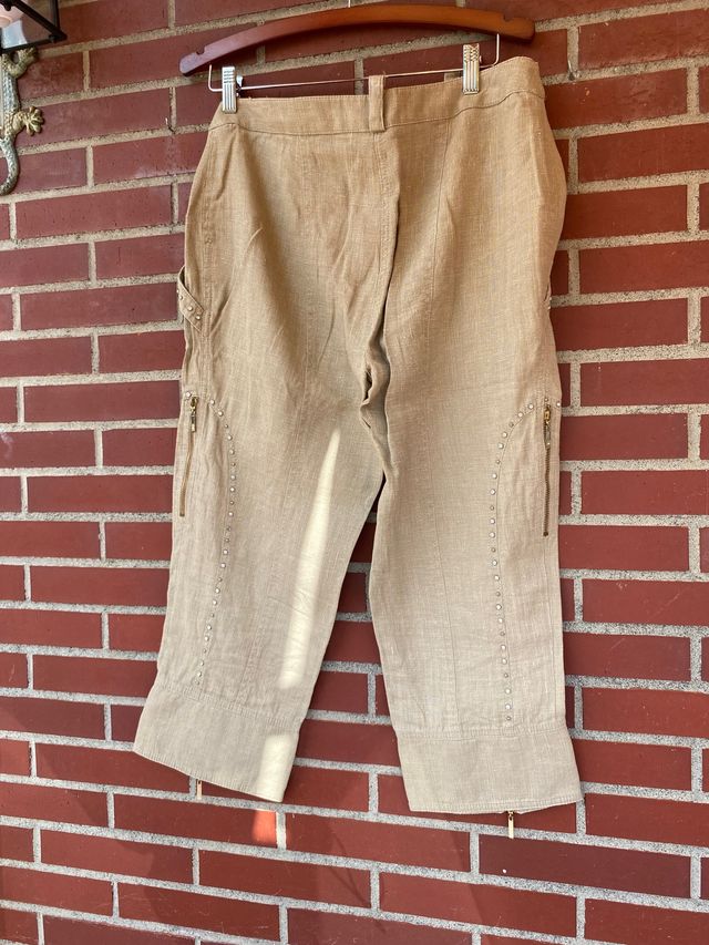 Pantalón lino pirata color piedra Balizza