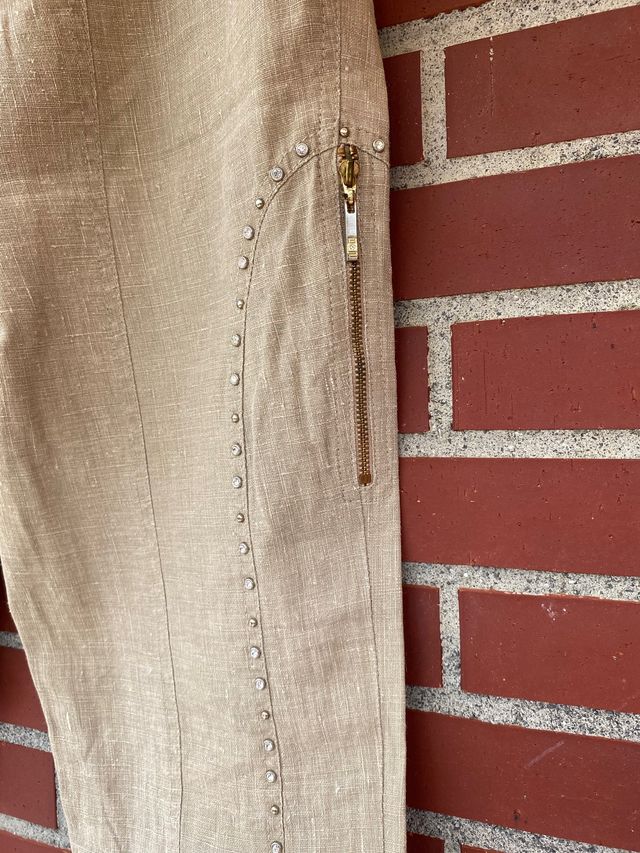 Pantalón lino pirata color piedra Balizza