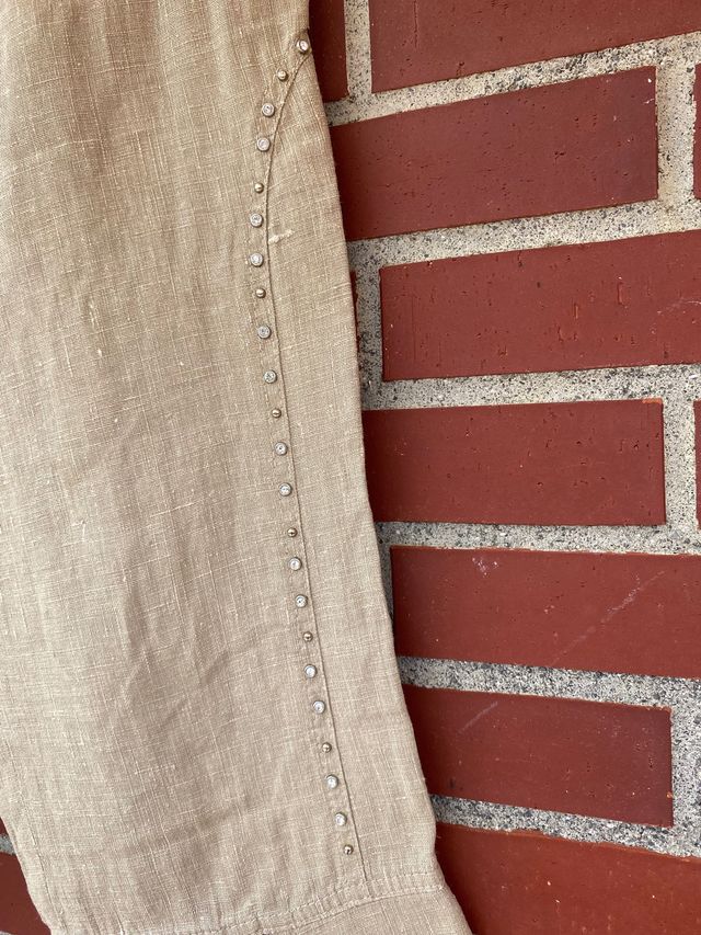 Pantalón lino pirata color piedra Balizza