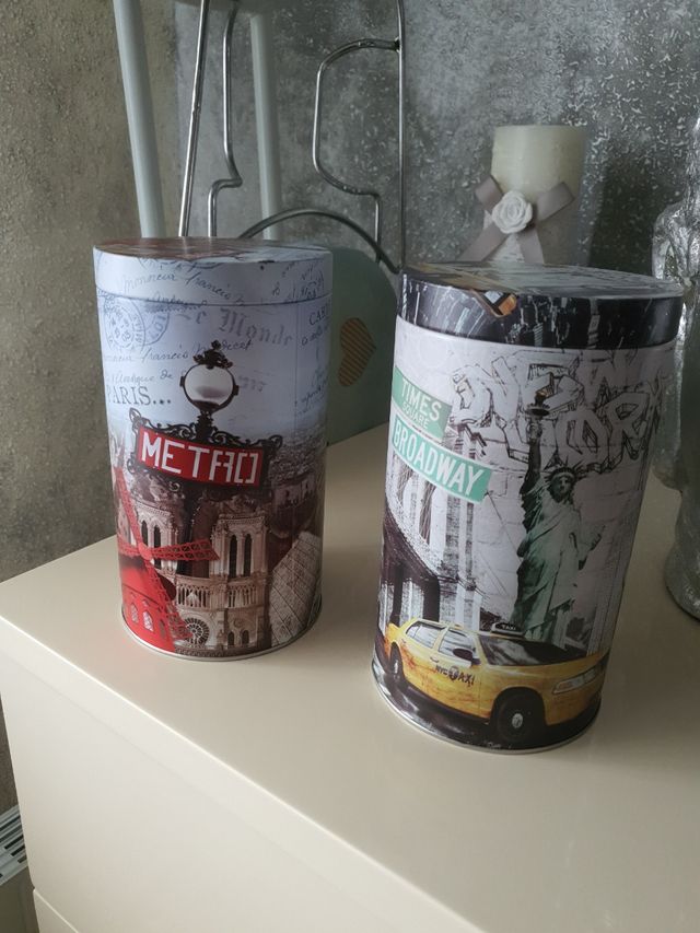 2 latas decorativas almacenaje estrenar